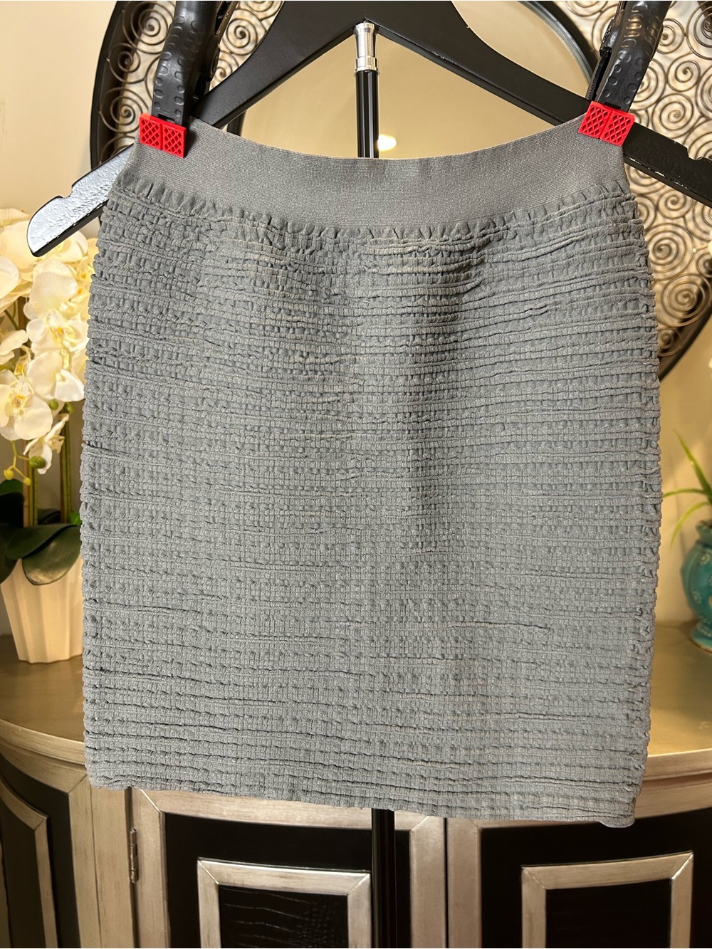 M USA Textured Gray Pencil Skirt